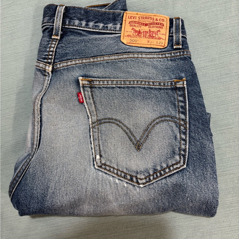 Levi's Blue 505 Denim 34 Distressed Jeans for Men Pair C